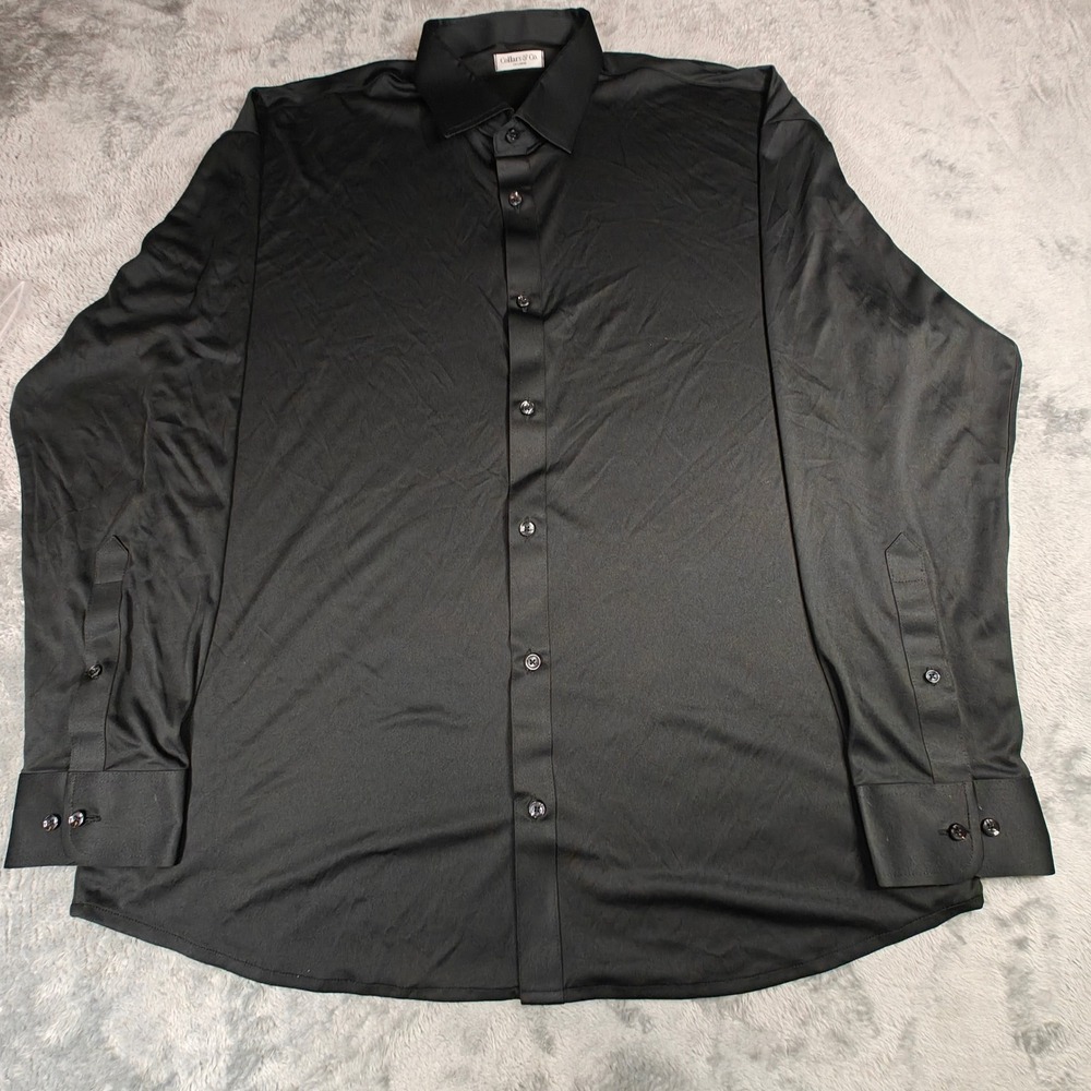 Collars & Co Dress Collar Polo Mens XXL Black Performance Long Sleeve Shirt